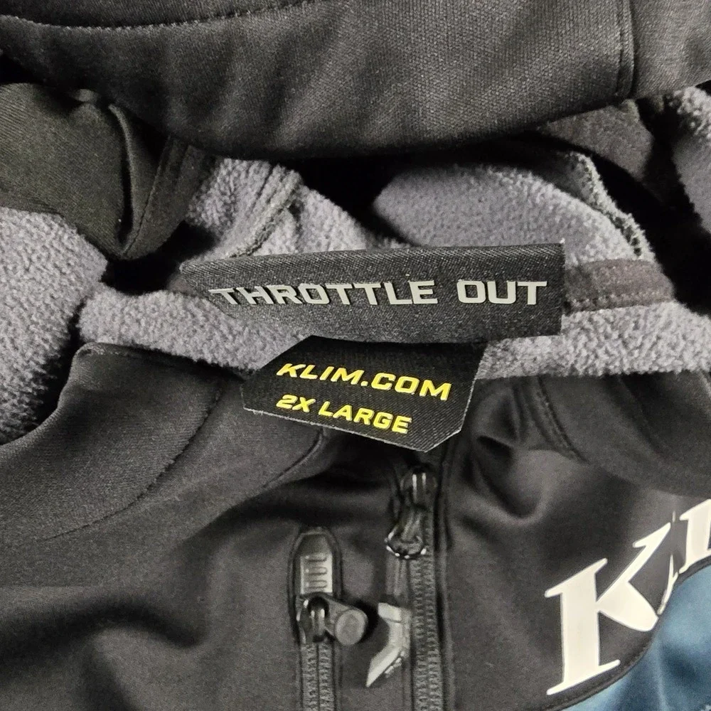 Klim Soft Shell Fleece Lined Hooded Jacket Men's 2XL Black Blue Snowmobile